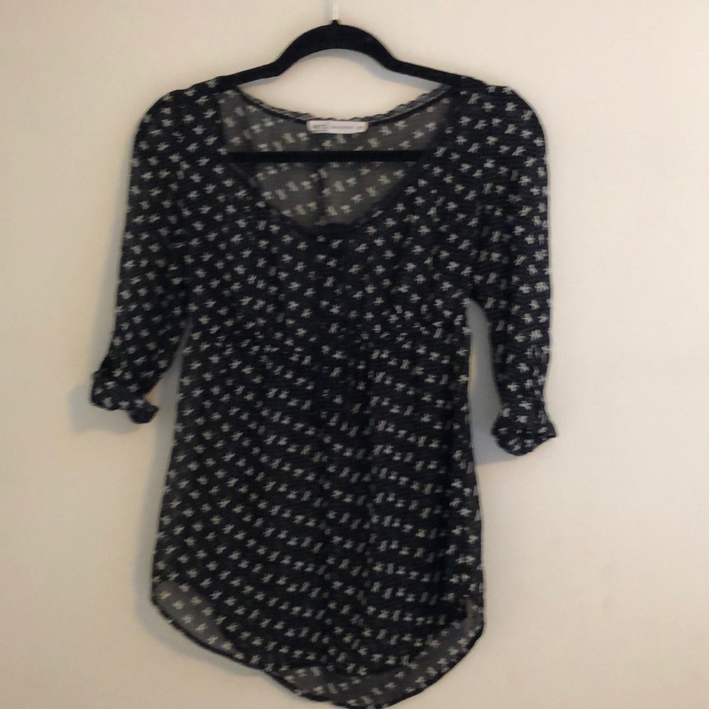 Kiera black sheer bow print blouse